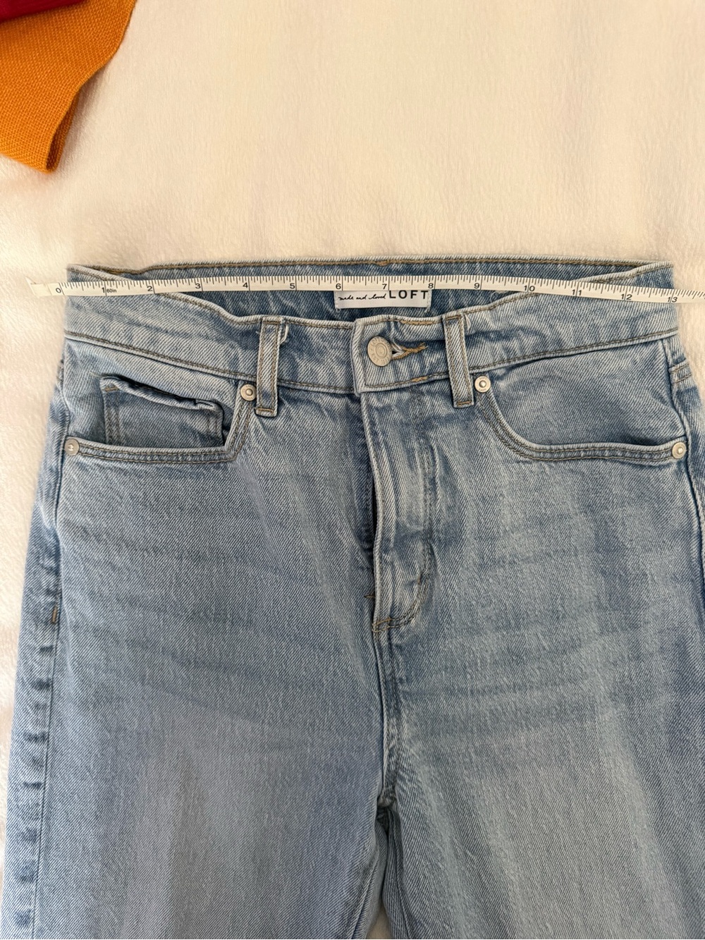 LOFT Light Wash cuffed High-Rise Straight Jeans